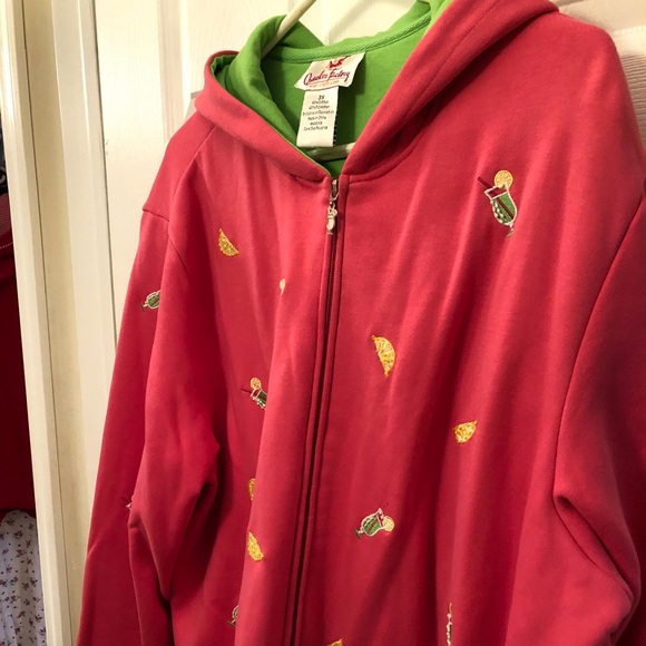 Quacker Factory Jackets & Blazers - Quacker Factory embroidered hooded sweatshirt